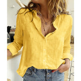 Leisure White Yellow Shirts Button Lapel Cardigan Top Lady Loose Long Sleeve Oversized Shirt Womens Blouses Spring Blusas Mujer