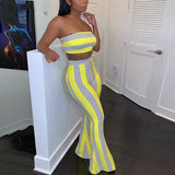2021 Women Striped 2 piece set Women Outfits Crop Top Pants two pieces sets Summer Clothes for Female Sexy women's suit
