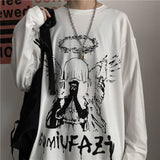 Long Sleeve T-shirts Autumn Gothic Vintage Print Ulzzang Cozy Fashion Streetwear Baggy Korean Trendy BF Plus Tops