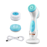 CkeyiN 3 In 1 Electric Facial Cleansing Brush Deep Cleaning Rotating Face Brush Silicone Waterproof Facial Care Skin Exfoliation