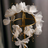 Beautiful Silk Yarn Flower dreamy Earrings Exterior Style headband Wedding hair accessories for bride
