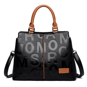 Ladies Quality Leather Letter Shoulder Bags - Luxury Handbags with High Capacity