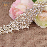TOPQUEEN S319-G Luxury Bridal Belt Gold Rhinestone Applique Wedding Accessories Women Diamond Sash Moroccan Caftan Decoration