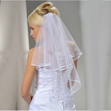Elegant Short Bridal Wedding Veils Two Layer 75cm 2T with Metal Combe White  for Party