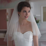 Elegant Short Bridal Wedding Veils Two Layer 75cm 2T with Metal Combe White  for Party