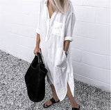 Dress White Casual Female Long Shirt Dresses