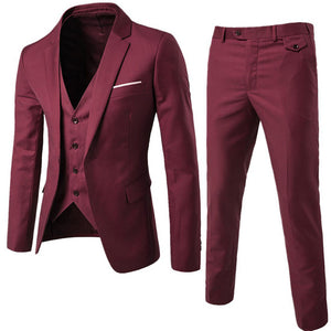 Men Spring 2 Pieces Classic Blazers Suit Sets Men Business Blazer  +Pants Suits Sets Autumn Men Wedding Party Set
