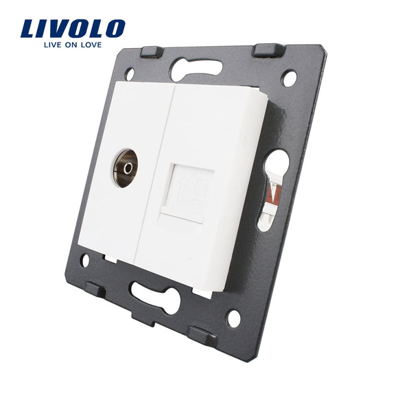 Manufacture Livolo, 2 Gangs Wall Computer and TV Socket / Outlet VL-C7-1VC-11, Without Plug adapter