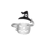 Cute Halloween Decoracion Jewelry Women Rings Witch Hats Broom Mop Pumpkin Lamp Alloy Finger Rings Hollow Out Men's R2139