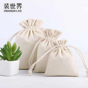 Wholesale Price Natural Resuable Jute Linen Drawstring Pouch Packaging Gift Bag Logo Printed Christmas Bag