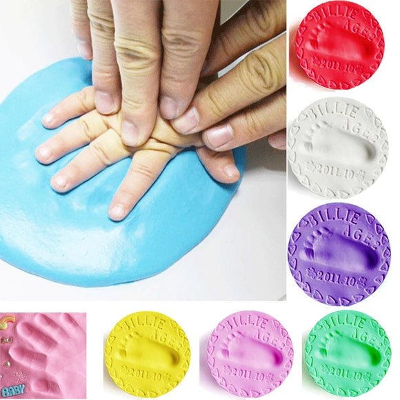 Baby footprint ultra light stereo Baby Care Air Drying Soft Clay Baby hand foot Imprint Kit Casting DIY Toys paw print pad