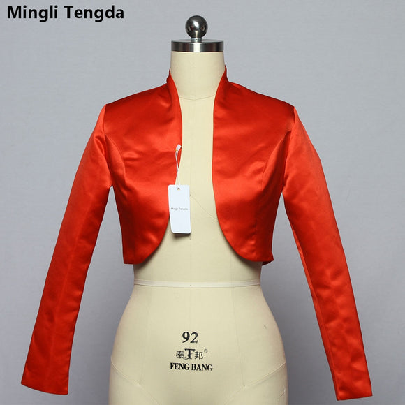 Mingli Tengda Stain Long Sleeve Wedding Bolero Bridal Jacket Red/Black Jacket Bridal Coat Wraps Women Capes Bolero Casamento