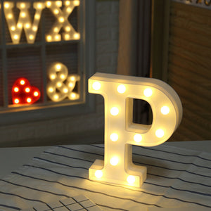 Home Decoration DIY Letter Symbol Sign Heart Plastic LED Lights Desk Decor Letters Ornament for Wedding Valentine's Day Gift