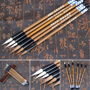 6PCS/Set Traditional Chinese Writing Brushes White Clouds Bamboo Wolf's Hair Writing Brush for Calligraphy Painting Practice 921