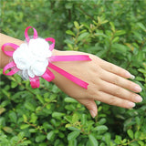 10piece/lot Most Popular PE Flowers Corsage Wedding Wrist Band Boutonniere Custom Made White 3 Rose Ribbon Wrist Flowers  SW003
