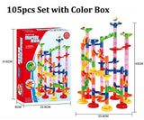 29/80/105pcs Set DIY Construction Marble Race Run Track Building Blocks Kids Maze Ball Roll Toys Christmas Gift