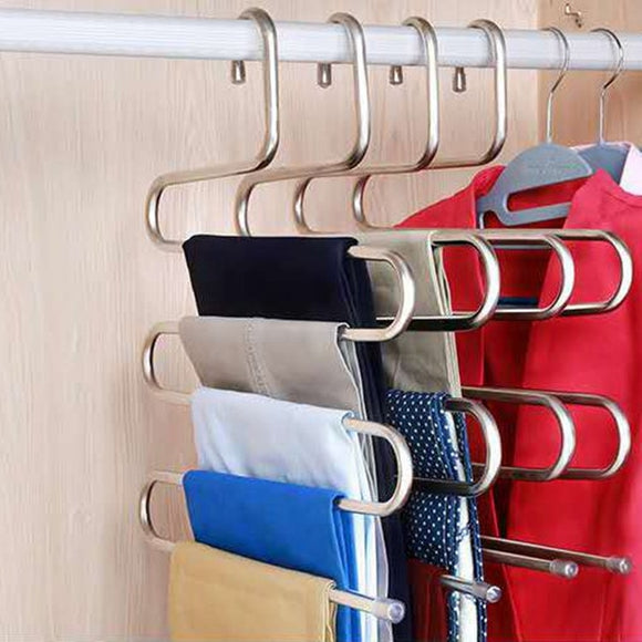 Multi-functional S-type trouser rack stainless steel multi-layer trouser rack traceless adult trouser hanger
