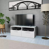 vidaXL Modern TV Cabinet Unit Family Chipboard TV Cabinet Desk Table Stand Home Furniture Decoration 95x35x36cm White V3