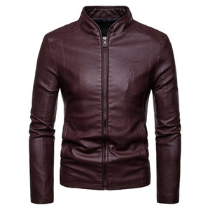 Men Leather Jackets Autumn New Men's Korean Style Slim Collar PU Leather Jacket