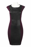 Cap Sleeve Faux Leather Detail Back Zipper Ponte Dress